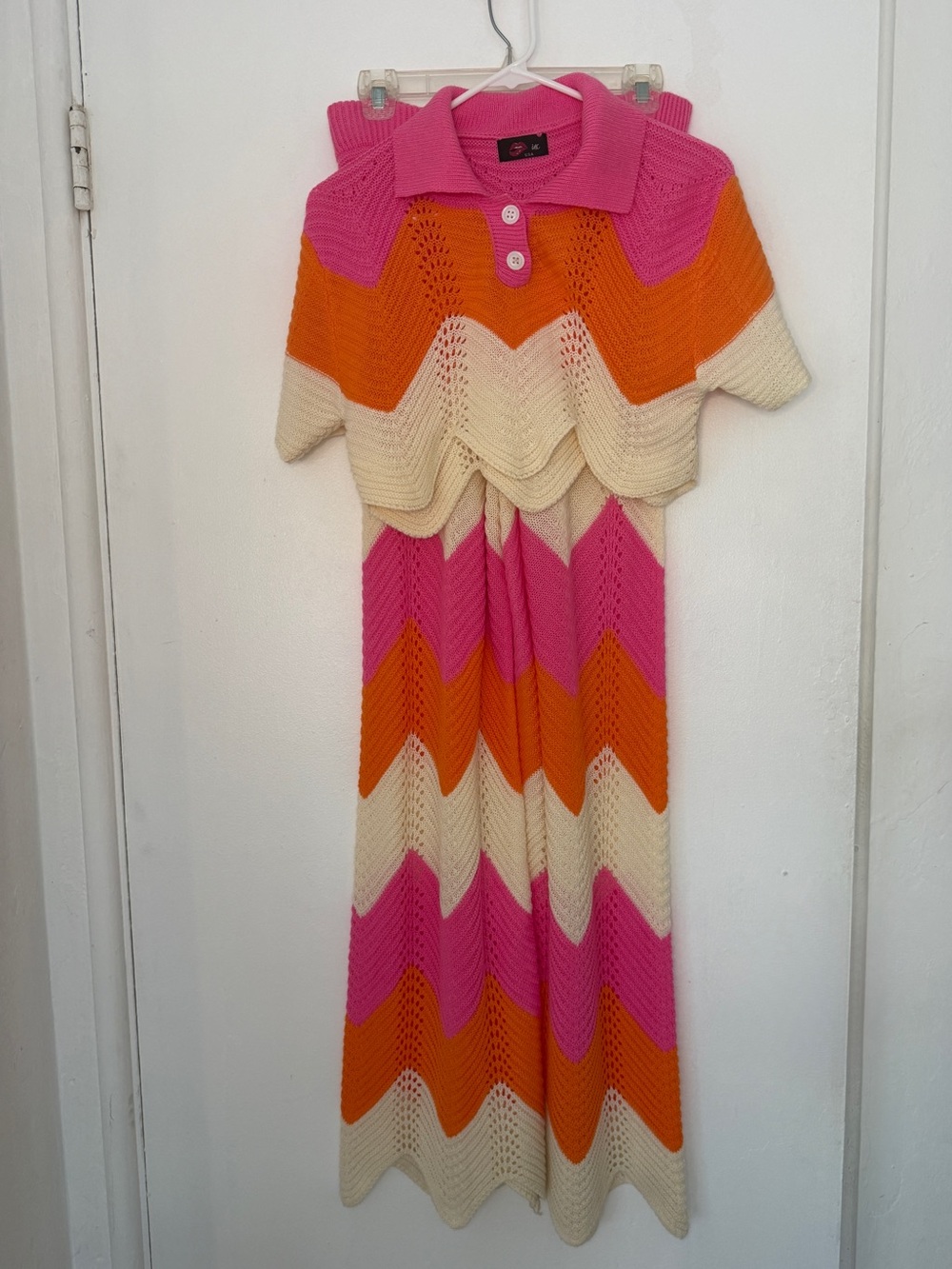 Pink + Orange Chevron Knit Two-Piece Set